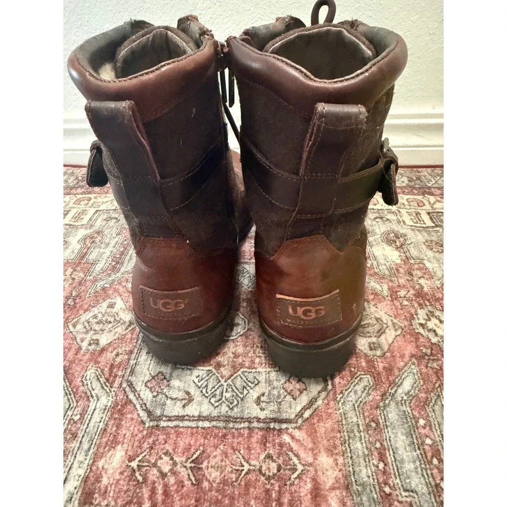 UGG Kesey Waterproof Boots Chestnut Brown Leather Wool Lace Up 1005264 Mens 11